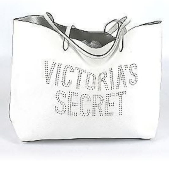 Victoria's Secret White Tote with Metallic Accents - Picture 1 of 8